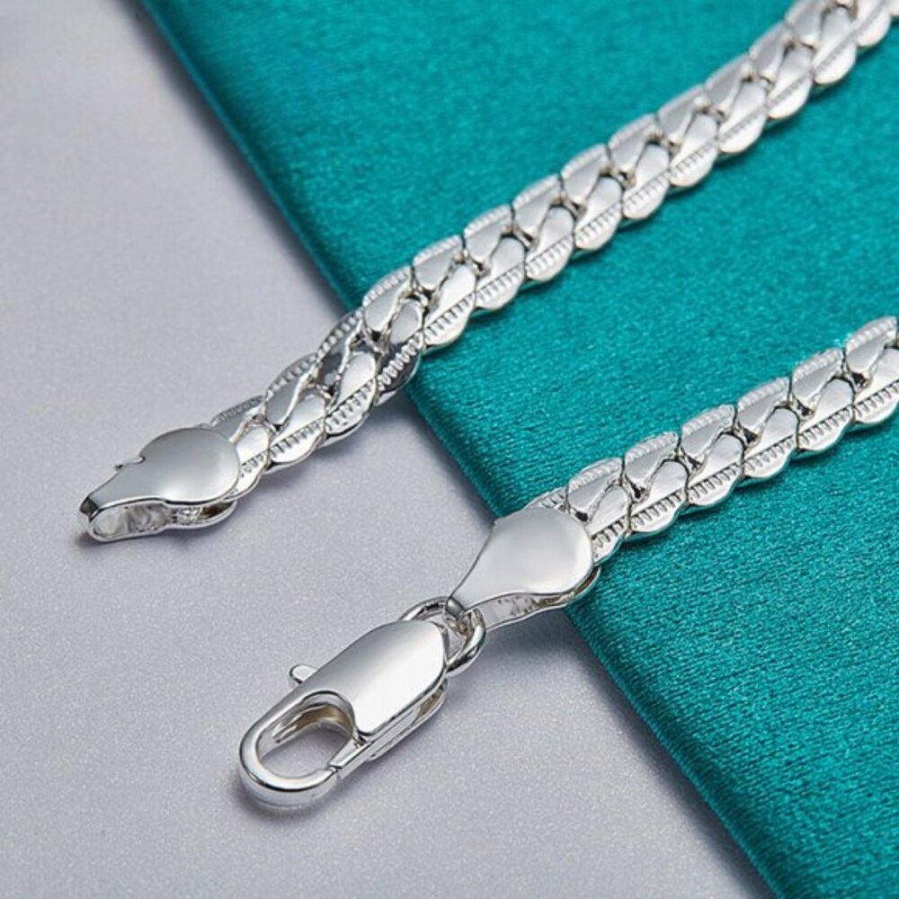925 Sterling Silver 6mm Link Chain Bracelet for Men & Women - Picture 6 of 6